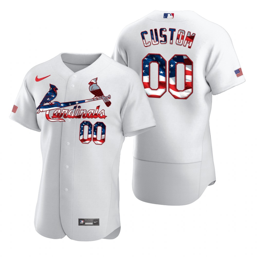 St. Louis Cardinals Custom Men Nike White Fluttering USA Flag Limited Edition Authentic MLB Jersey